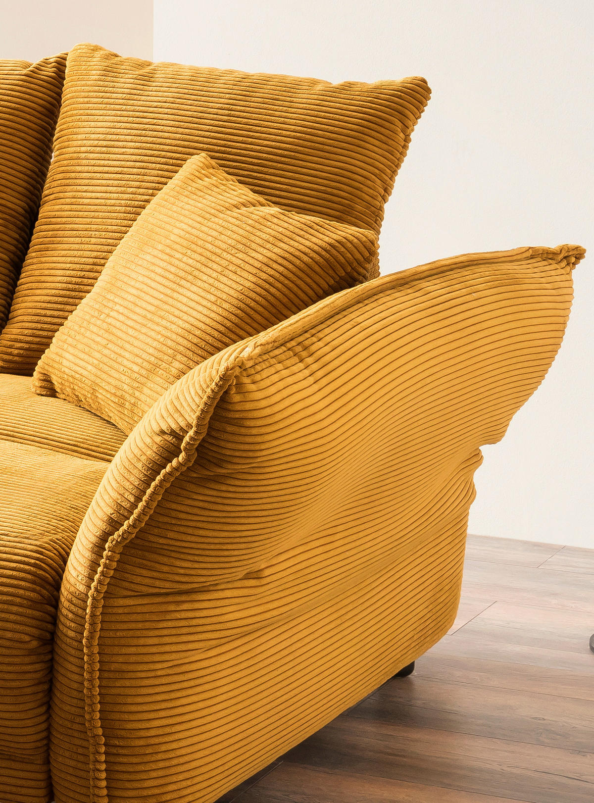 BIGSOFA in Cord Goldfarben  - Chromfarben/Goldfarben, Modern, Kunststoff/Textil (242/71/90/131cm) - Livetastic