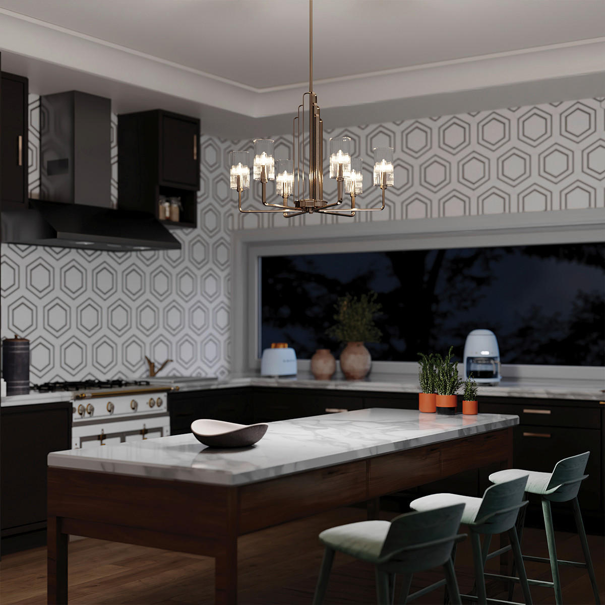 KRONLEUCHTER Elstead Kimrose 68.6/63.1 cm   - Nickelfarben, KONVENTIONELL, Glas/Metall (68.6/63.1cm) - Elstead Lighting