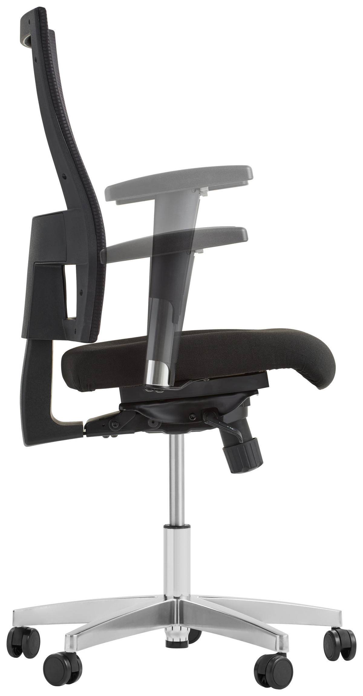 DREHSTUHL Netzbespannung, Webstoff Schwarz, Alufarben  - Schwarz/Alufarben, Basics, Kunststoff/Textil (50/114/50cm) - Topstar