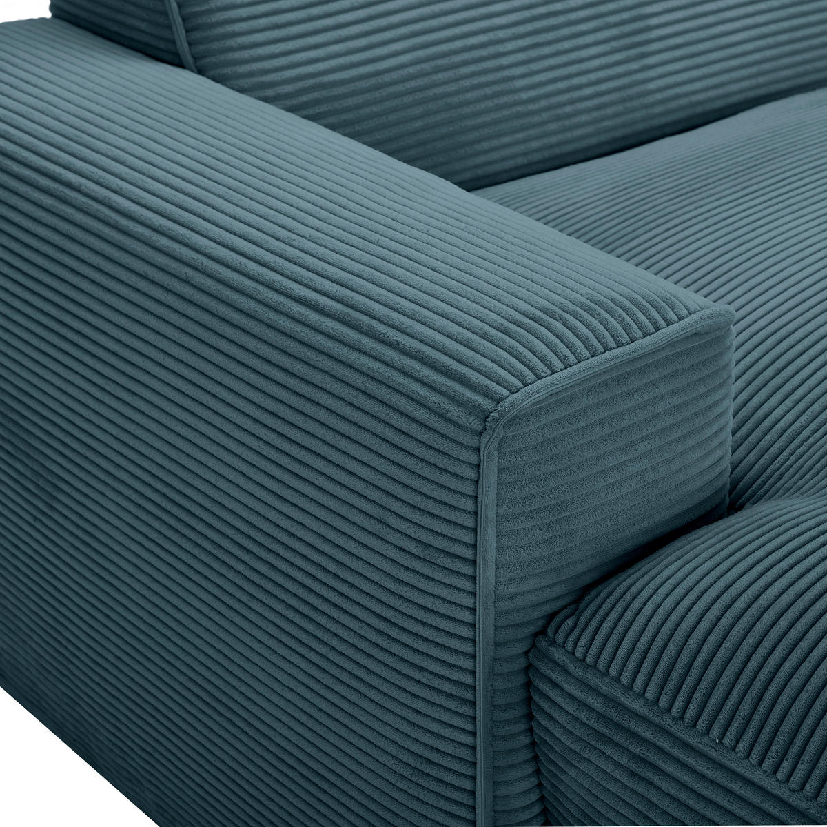 ECKSOFA in Cord Petrol  - Petrol/Schwarz, Design, Kunststoff/Textil (303/196cm) - Livetastic