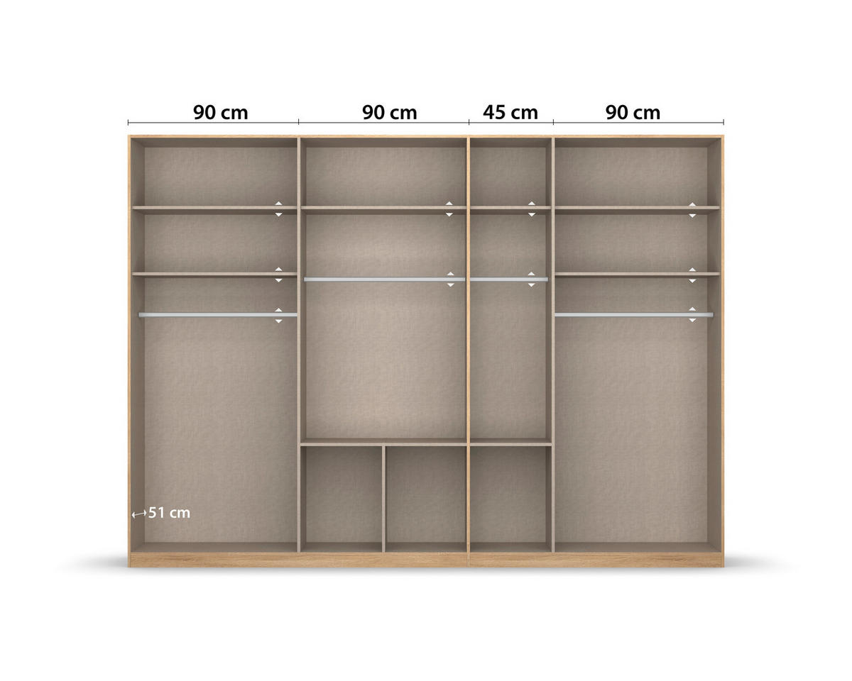 DREHTÜRENSCHRANK 315/229/54 cm 7-türig Weiß  - Alufarben/Weiß, MODERN, Holzwerkstoff/Kunststoff (315/229/54cm) - Rauch Möbel