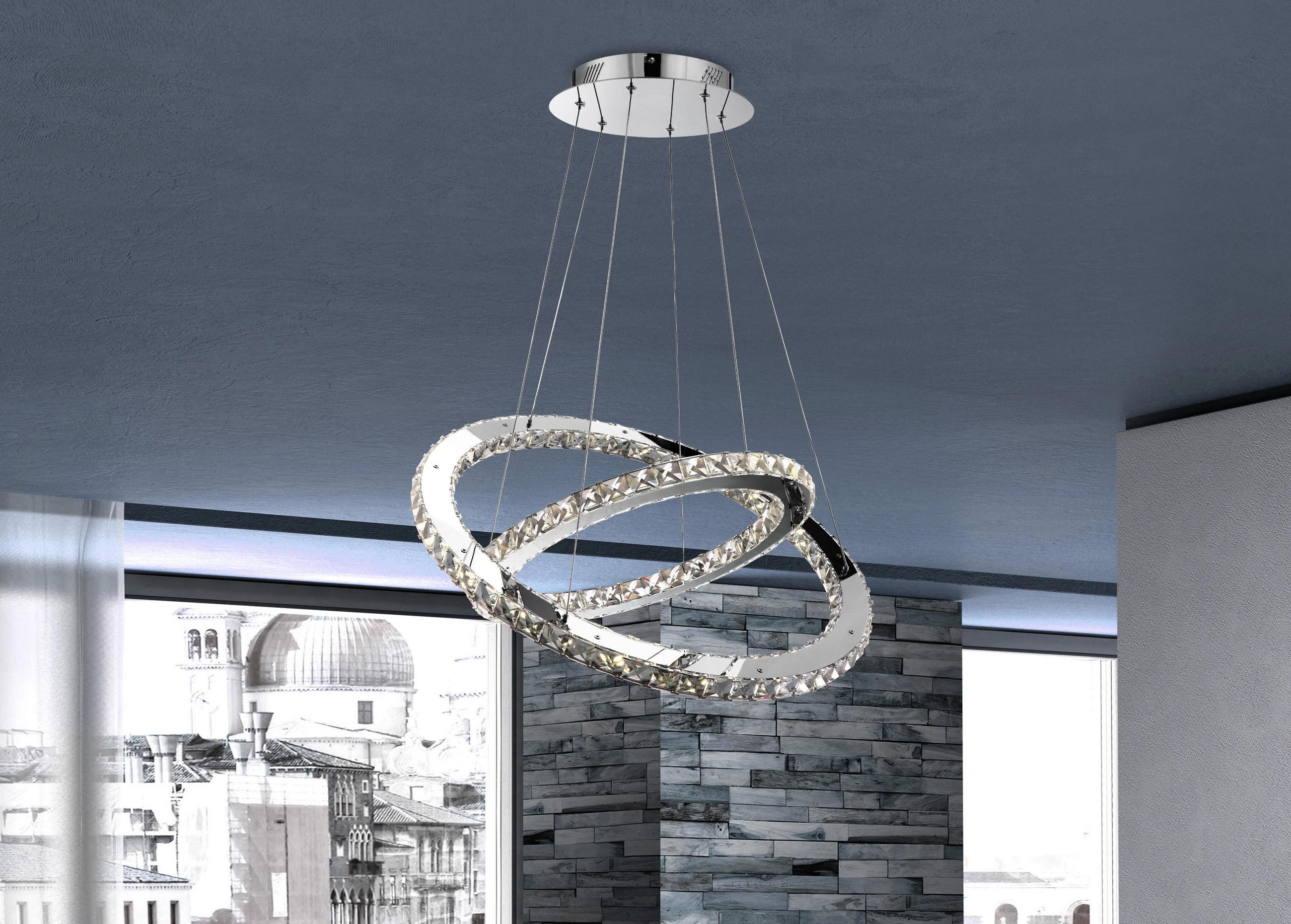 LUSTRĂ LED  - străveziu, Konventionell, sticlă/metal (64cm)
