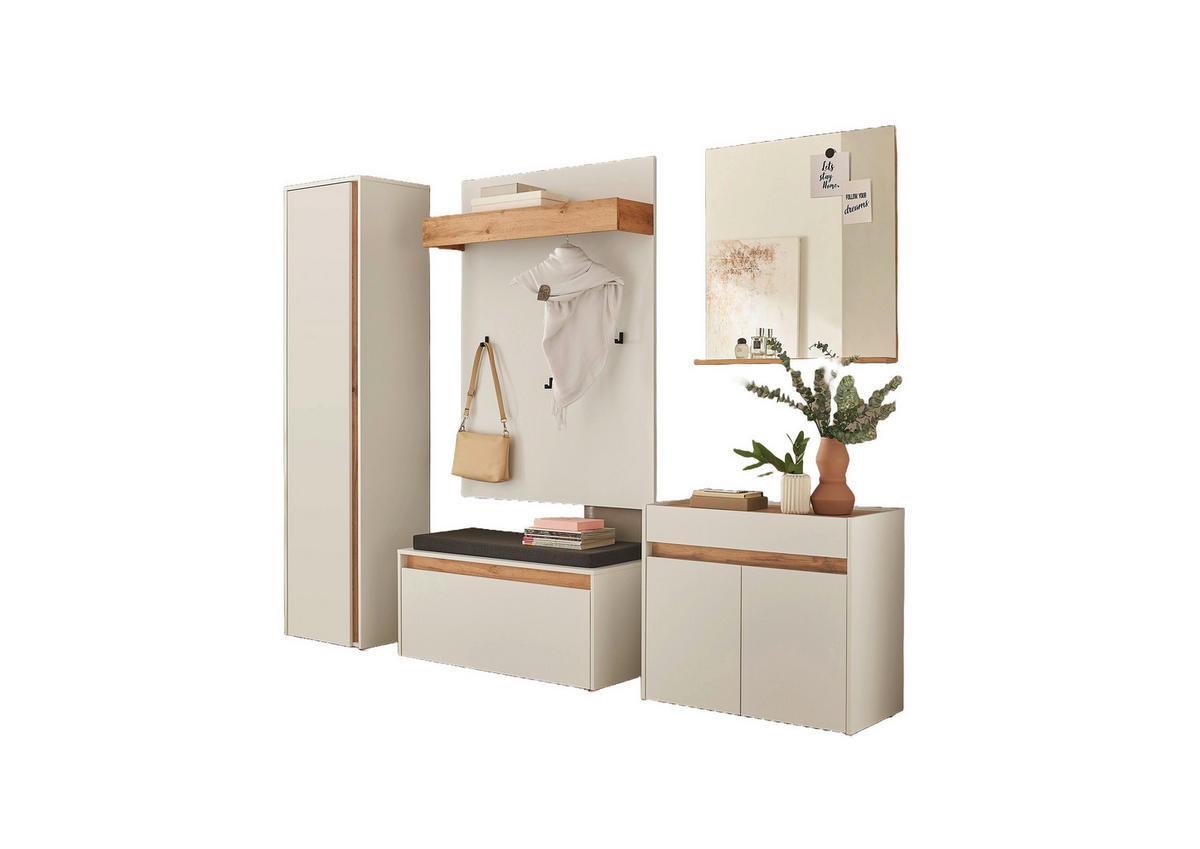 GARDEROBE 6-teilig  in 260/200/40 cm  - Eiche Wotan/Weiß, Design, Holzwerkstoff/Textil (260/200/40cm) - Modante