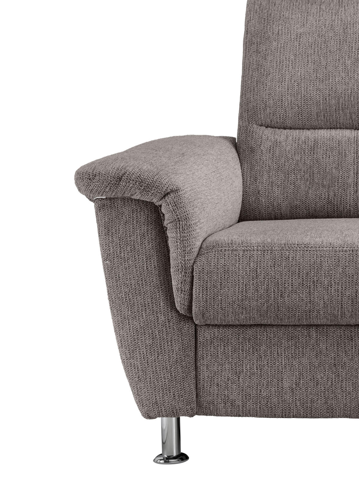 ECKSOFA in Chenille Graubraun  - Chromfarben/Graubraun, Modern, Textil/Metall (231/165cm) - Livetastic