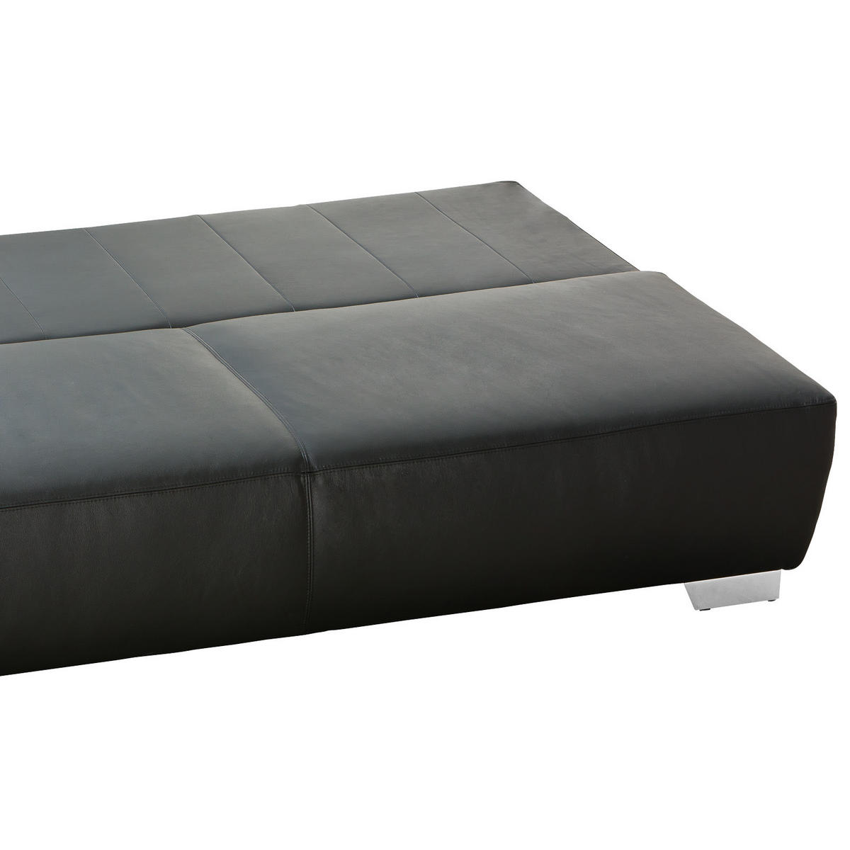 SCHLAFSOFA Schwarz Echtleder  - Chromfarben/Schwarz, KONVENTIONELL, Leder/Metall (195/85/90cm) - Livetastic