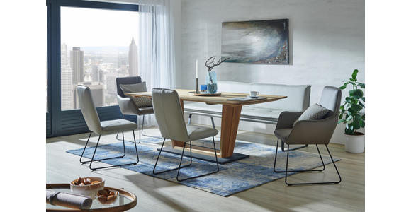 SITZBANK 221/86/66 cm in Schwarz, Schlammfarben - Schlammfarben/Schwarz, Design, Leder/Metall (221/86/66cm) - Dieter Knoll