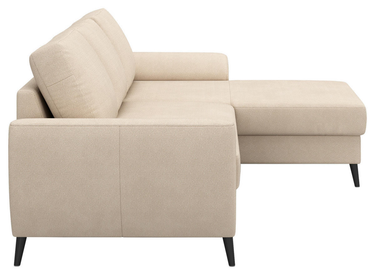 ECKSOFA Chenille Naturfarben  - Schwarz/Naturfarben, Trend, Textil/Metall (255/154cm) - MID.YOU