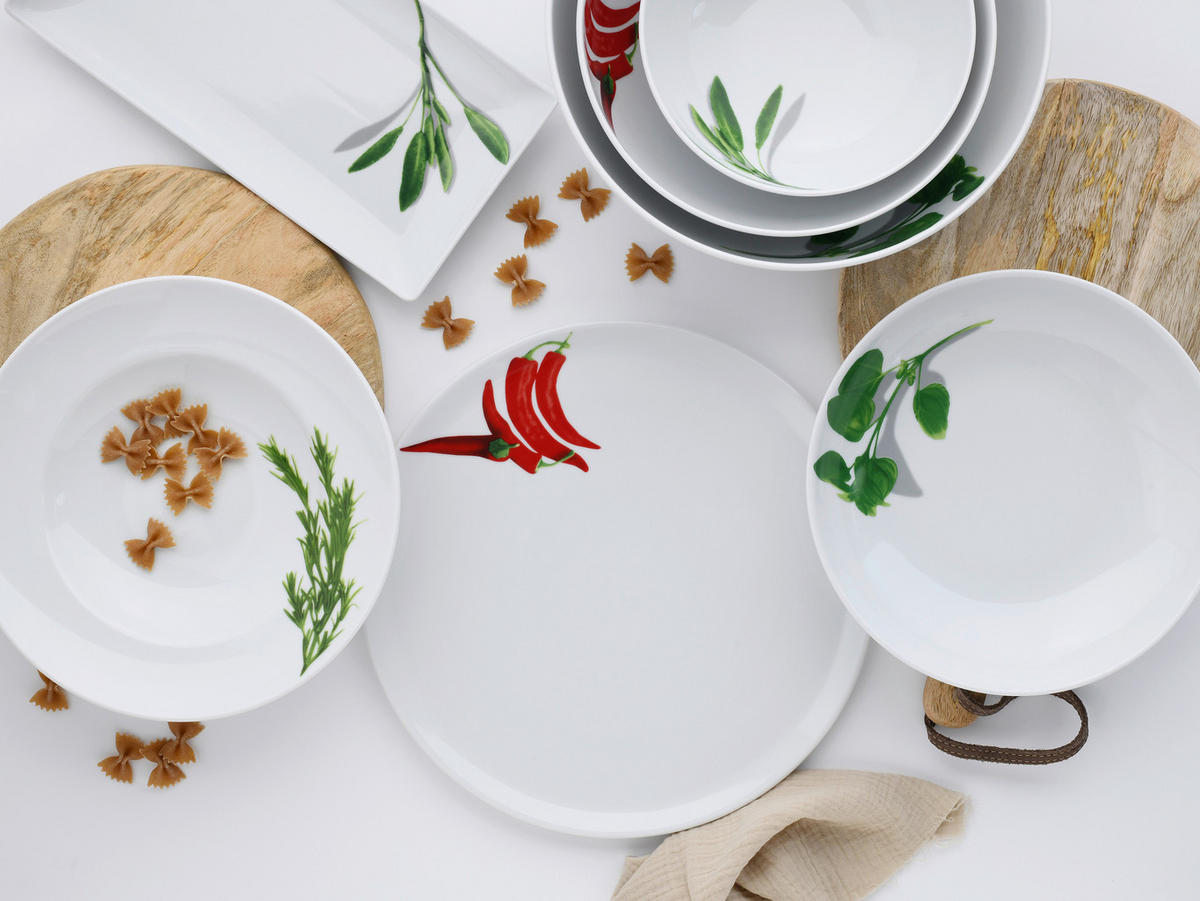PIZZATELLERSET 4-teilig  - Rot/Weiß, KONVENTIONELL, Keramik (33cm) - Creatable