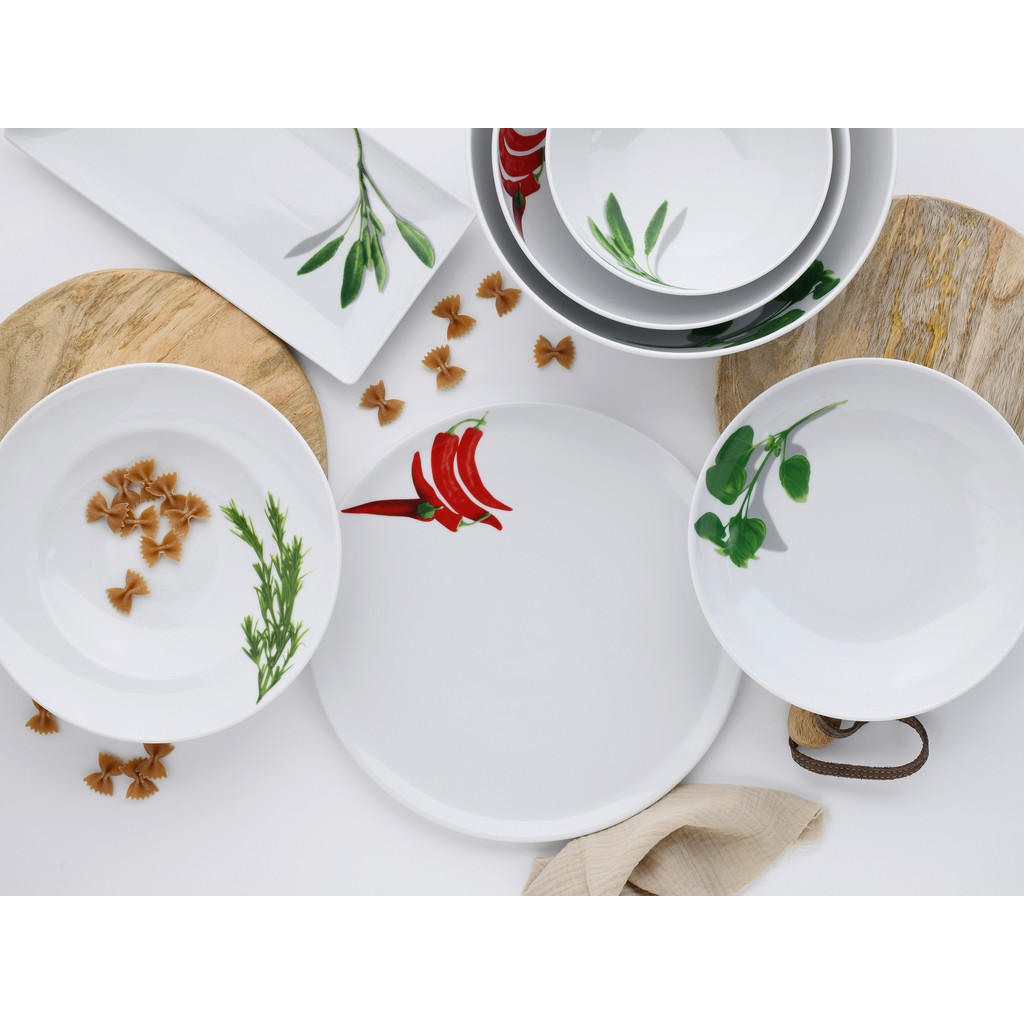 Thumbnail - Creatable Pizzatellerset, Rot, Weiß, Keramik, 4-teilig, rund, Essen & Trinken, Geschirr, Geschirr-Sets, Teller-Sets