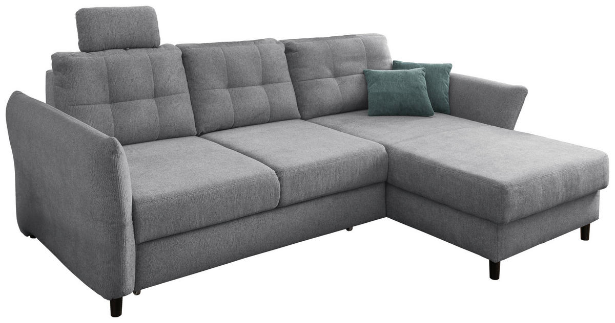 ECKSOFA Silberfarben Chenille  - Mintgrau/Silberfarben, MODERN, Holz/Textil (250-280/176cm) - Livetastic