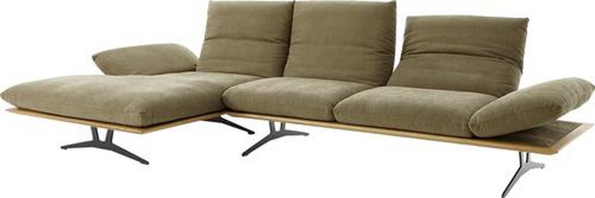 ECKSOFA in Flachgewebe Grün  159/314 cm  - Schwarz/Grün, Design, Holz/Textil (159/314cm) - Dieter Knoll