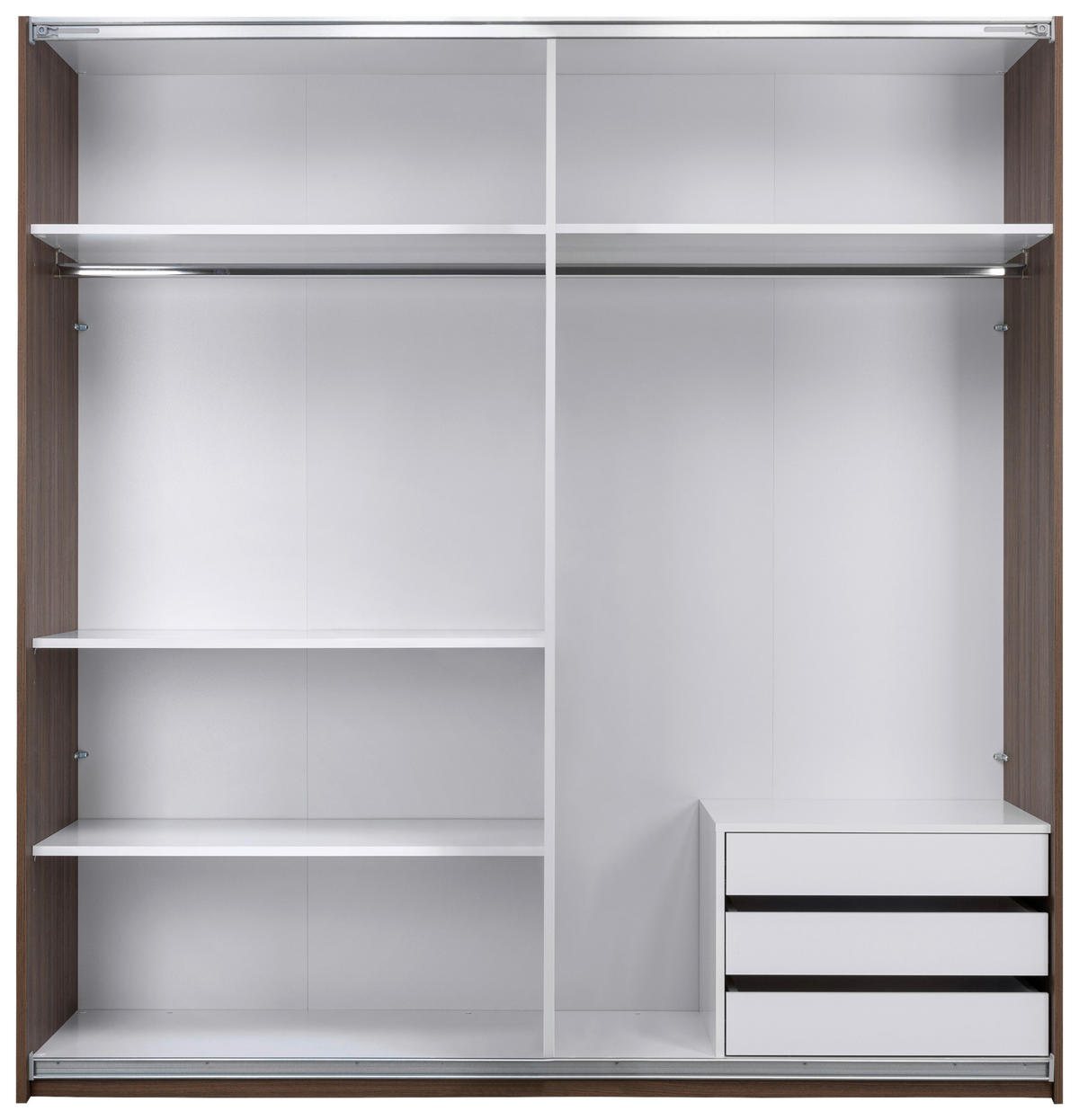 SCHIEBETÜRENSCHRANK 200/211,5/61,5 cm 2-türig Walnussfarben  - Walnussfarben/Schwarz, MODERN, Holzwerkstoff/Metall (200/211,5/61,5cm) - MID.YOU