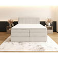 BOXSPRINGBETT 180/200 cm,  in Creme, gepolstertes Kopfteil, Bettkasten, Topper, Matratzen, H3 + H4 = fest + sehr fest  - Creme/Schwarz, KONVENTIONELL, Kunststoff/Textil (180/200cm) - Esposa