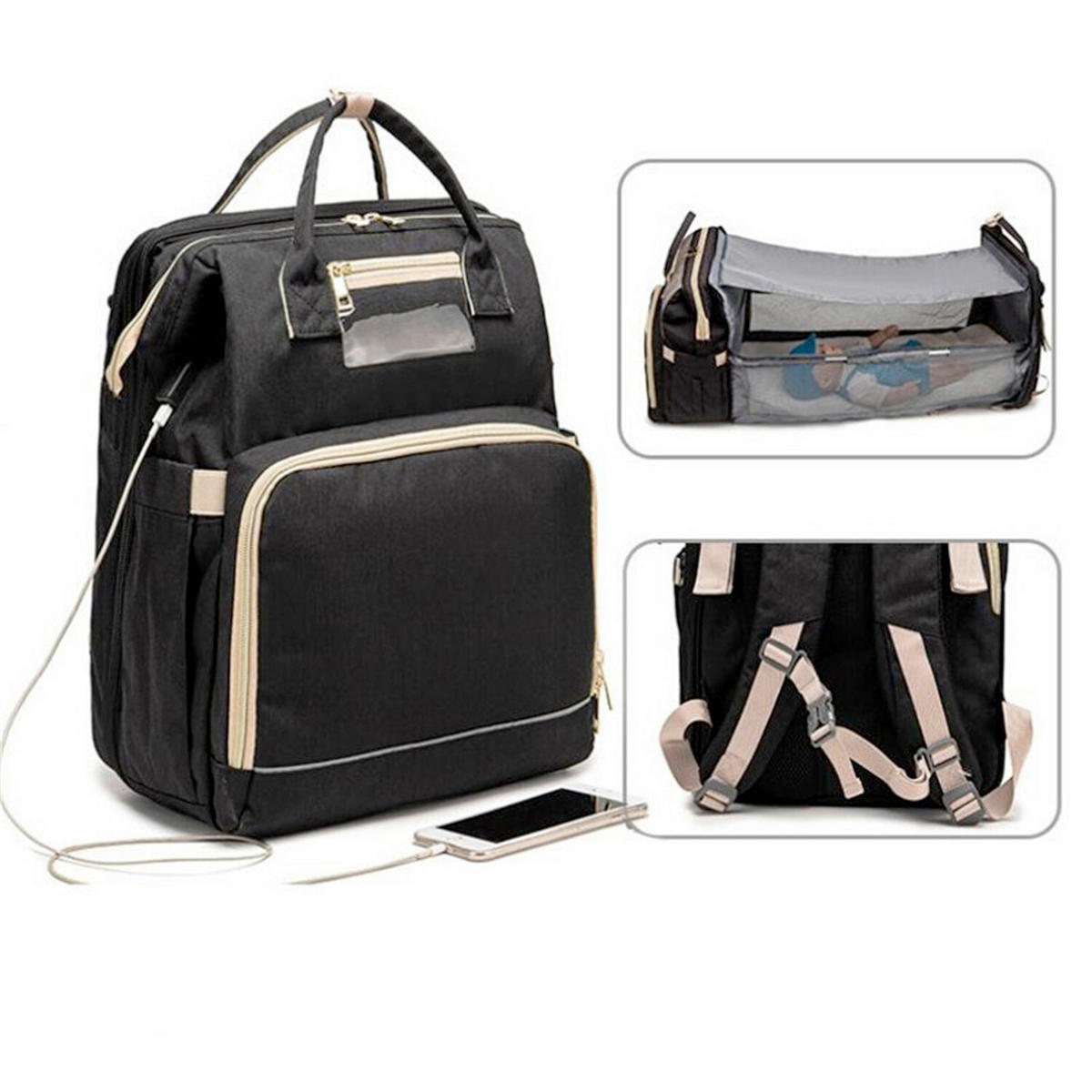 WICKELRUCKSACK Stella Bag Premium  - Schwarz, Basics, Textil (30/40/21cm)