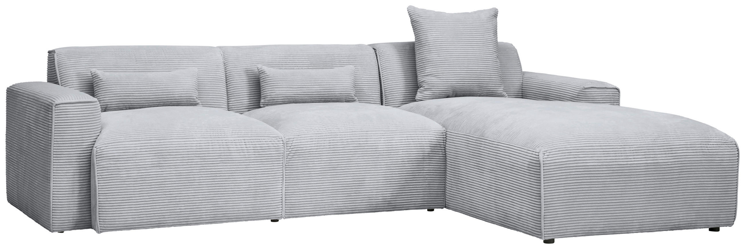 ECKSOFA Grau Cord  - Schwarz/Grau, Design, Kunststoff/Textil (303/196cm) - Livetastic
