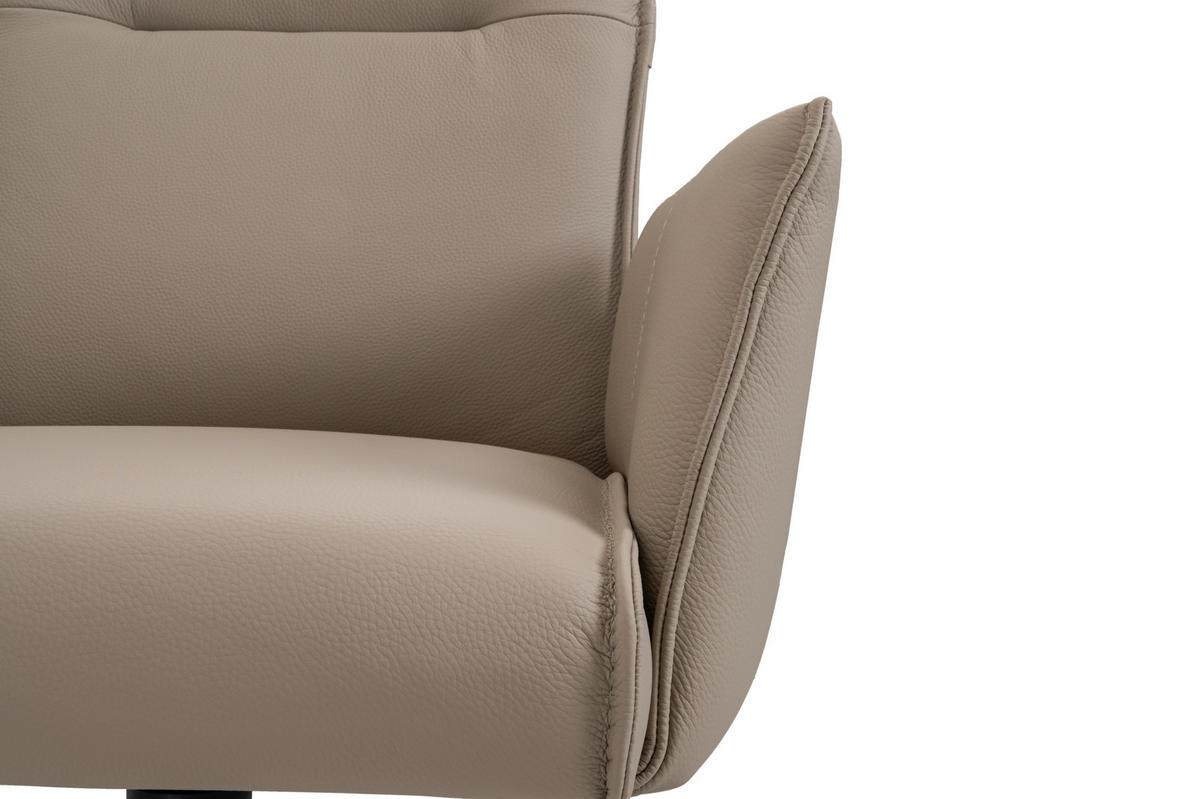 ARMLEHNSTUHL  Sitzfläche 360° drehbar  Echtleder  Beige  - Beige/Schwarz, Design, Leder/Metall (60/88,5/57,5cm) - Valnatura