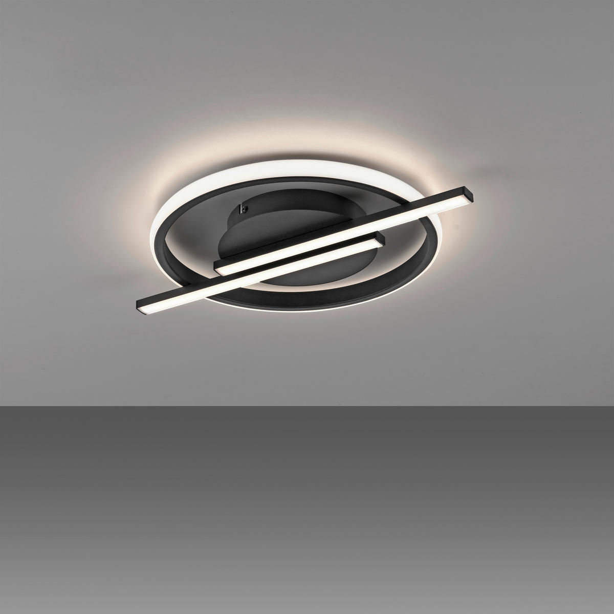 LED PLAFONJERA - crna, Dizajnerski, metal/plastika (42,5/31/4,5cm)