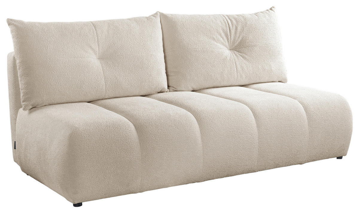 SCHLAFSOFA  mit Bettkasten erhältlich, Bettfunktion erhältlich Struktur Creme  - Creme/Schwarz, Design, Holz/Textil (209/100/103cm) - MID.YOU