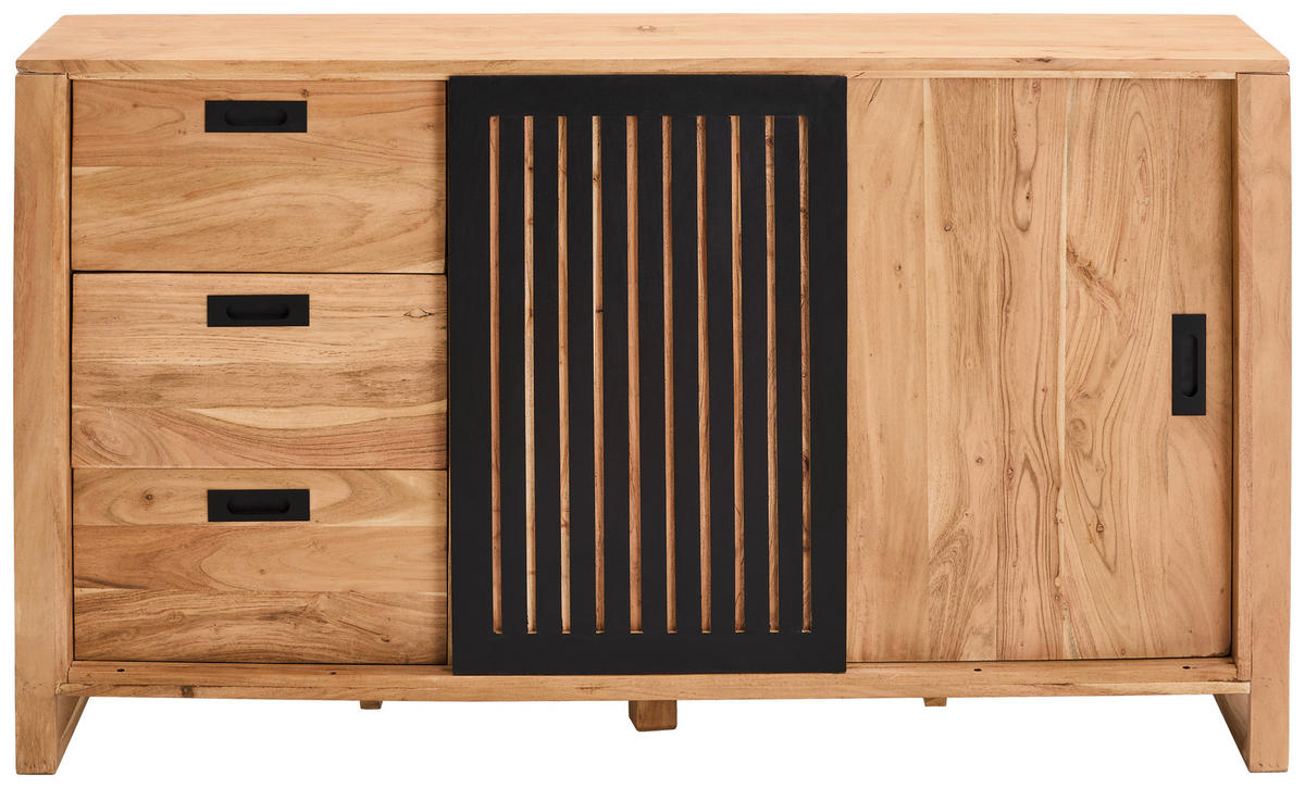 SIDEBOARD  in 160/90/40 cm  - Schwarz/Naturfarben, KONVENTIONELL, Holz/Metall (160/90/40cm) - Livetastic