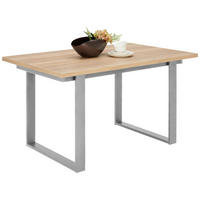 ESSTISCH in Metall, Holzwerkstoff 110/90/76 cm  - Edelstahlfarben/Eichefarben, Konventionell, Holzwerkstoff/Metall (110/90/76cm) - Venda