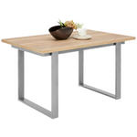 ESSTISCH in Metall, Holzwerkstoff 110/90/76 cm  - Edelstahlfarben/Eichefarben, KONVENTIONELL, Holzwerkstoff/Metall (110/90/76cm) - Venda