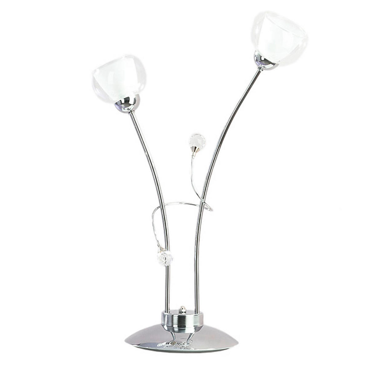STOLNÍ LAMPA, E14, 40/60 cm  - barvy chromu, Design, kov/sklo (40/60cm)