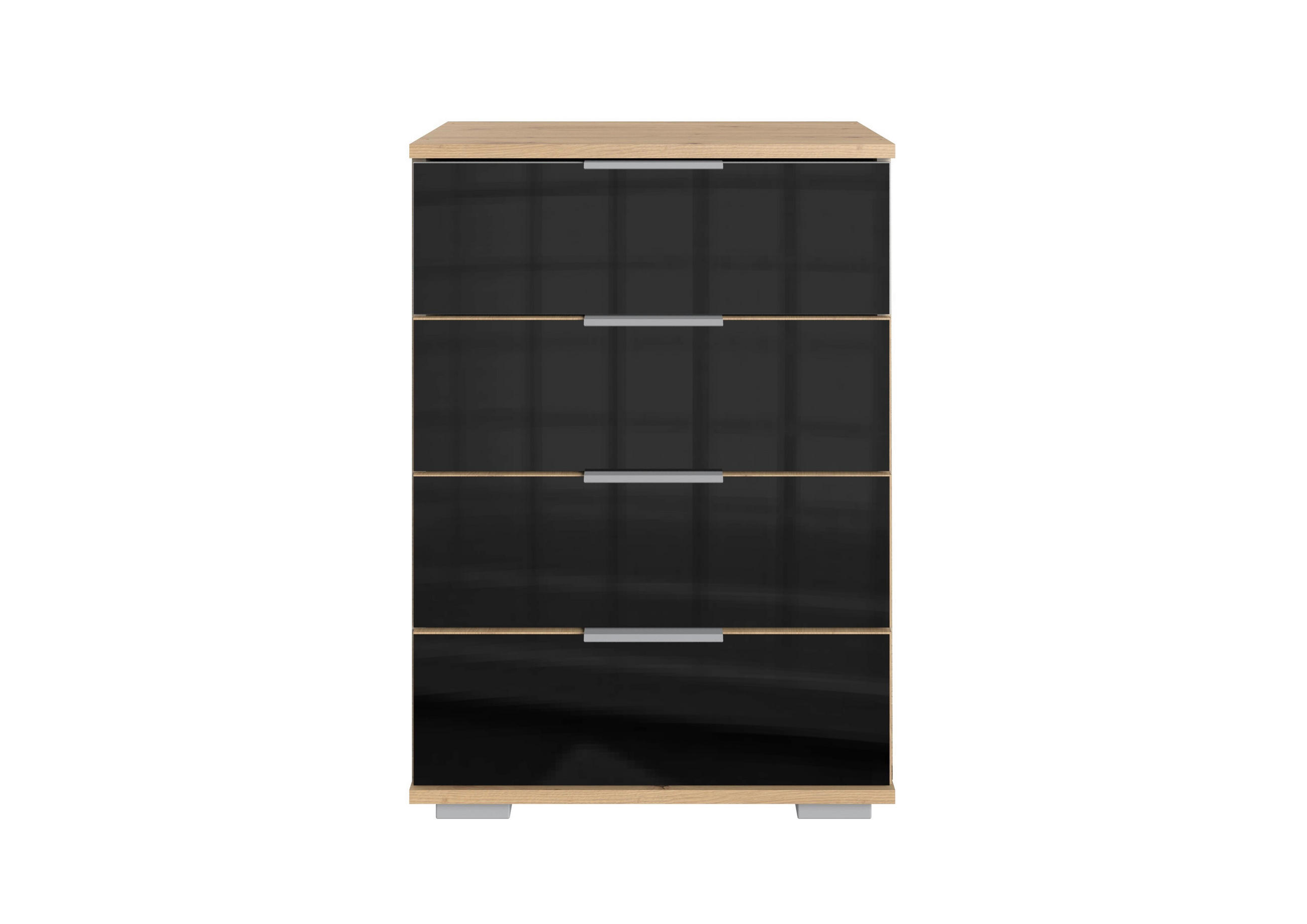 NOĆNI ORMARIĆ crna, boje hrasta   - boje hrasta/crna, Moderno, staklo/drvni materijal (52/74/38cm) - Carryhome