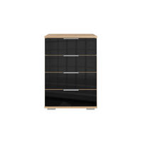 NOĆNI ORMARIĆ crna, boje hrasta   - boje hrasta/crna, Moderno, staklo/drvni materijal (52/74/38cm) - Carryhome