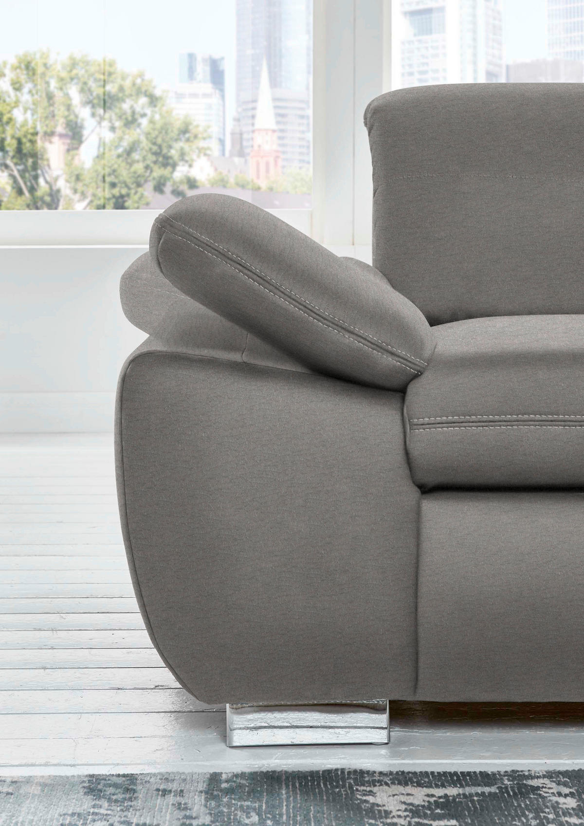 ECKSOFA in Mikrofaser Hellgrau  - Silberfarben/Hellgrau, Design, Textil/Metall (320/260cm) - Beldomo Speed