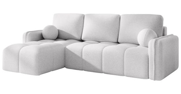 ECKSOFA Weiß Flachgewebe Zierkissen, Rückenkissen, Bettkasten, Schlaffunktion, Rücken echt, Liegefläche im Originalstoff  - Schwarz/Weiß, MODERN, Kunststoff/Textil (142/240cm) - Carryhome