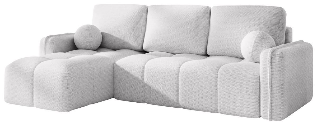 ECKSOFA  in Flachgewebe Weiß  - Schwarz/Weiß, MODERN, Kunststoff/Textil (142/240cm) - Carryhome