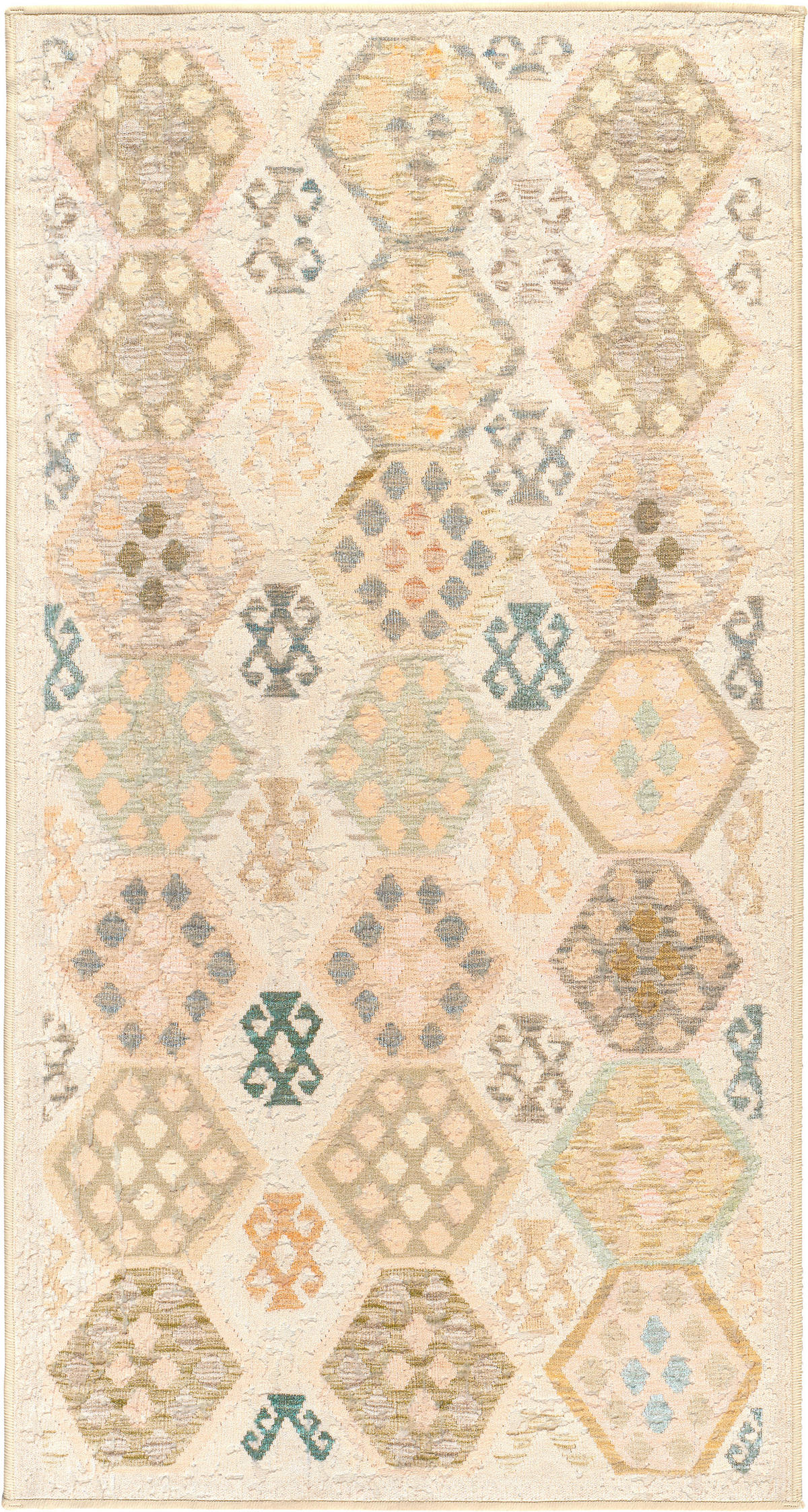 VINTAGE-TEPPICH Ondea Parviza 80/150 cm  in Sandfarben, Hellrosa, Blaugrau  - Sandfarben/Hellrosa, LIFESTYLE, Kunststoff/Textil (80/150cm) - Lindorug