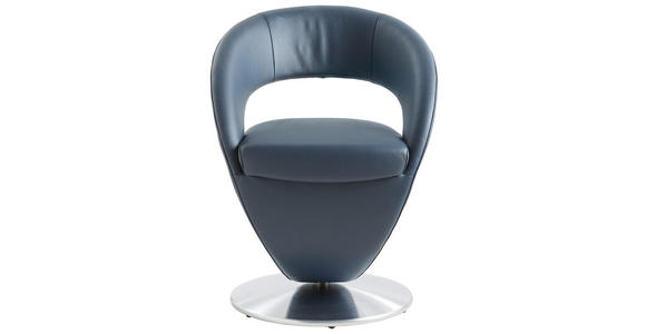 STUHL in Stahl Echtleder pigmentiert Metall, Leder - Edelstahlfarben/Dunkelblau, Design, Leder/Metall (62/86/61cm) - Moderano