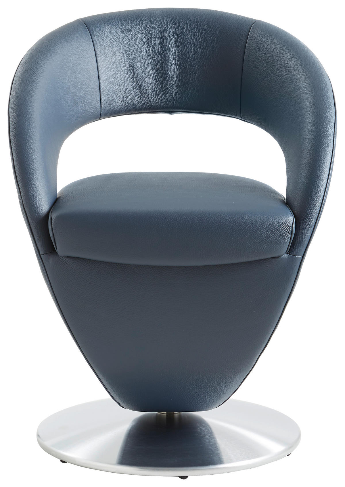 STUHL  in Stahl Echtleder pigmentiert  - Edelstahlfarben/Dunkelblau, Design, Leder/Metall (62/86/61cm) - Moderano