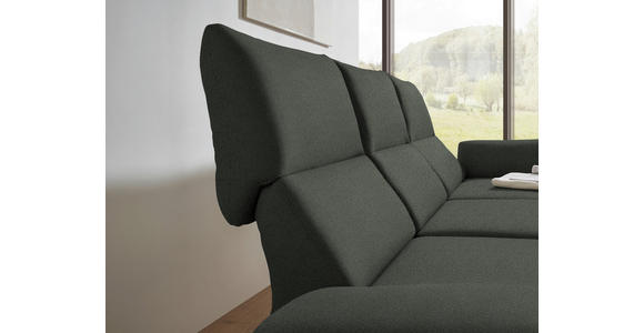 ECKSOFA  in Flachgewebe Grün Armteilverstellung, Relaxfunktion, Drehsitzfunktion  255-365/175-224 cm  - Schwarz/Grün, Design, Textil/Metall (255-365/175-224cm) - Dieter Knoll
