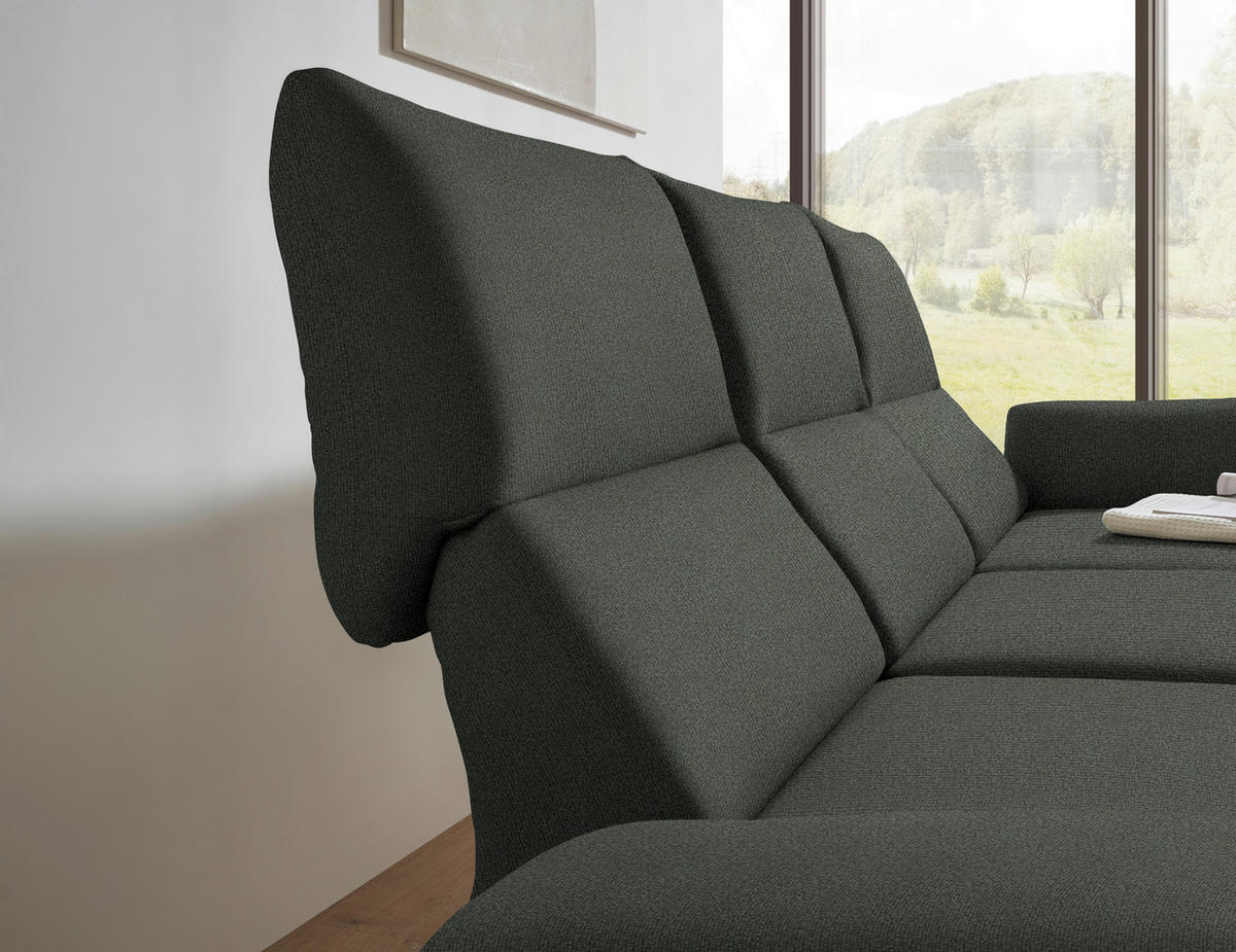 ECKSOFA  in Flachgewebe Grün  255-365/175-224 cm  - Schwarz/Grün, Design, Textil/Metall (255-365/175-224cm) - Dieter Knoll