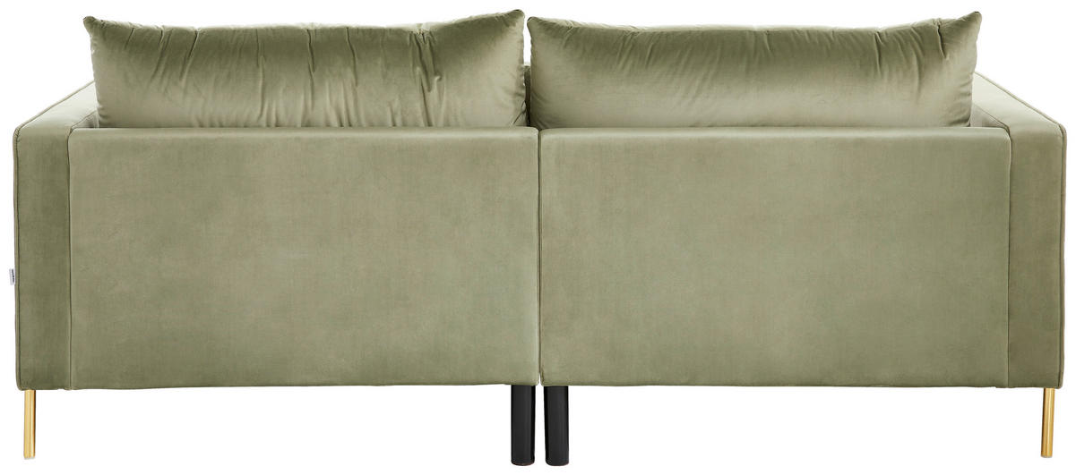BIGSOFA Samt Salbeigrün  - Salbeigrün/Goldfarben, Trend, Textil/Metall (230/94/110cm) - Ambia Home
