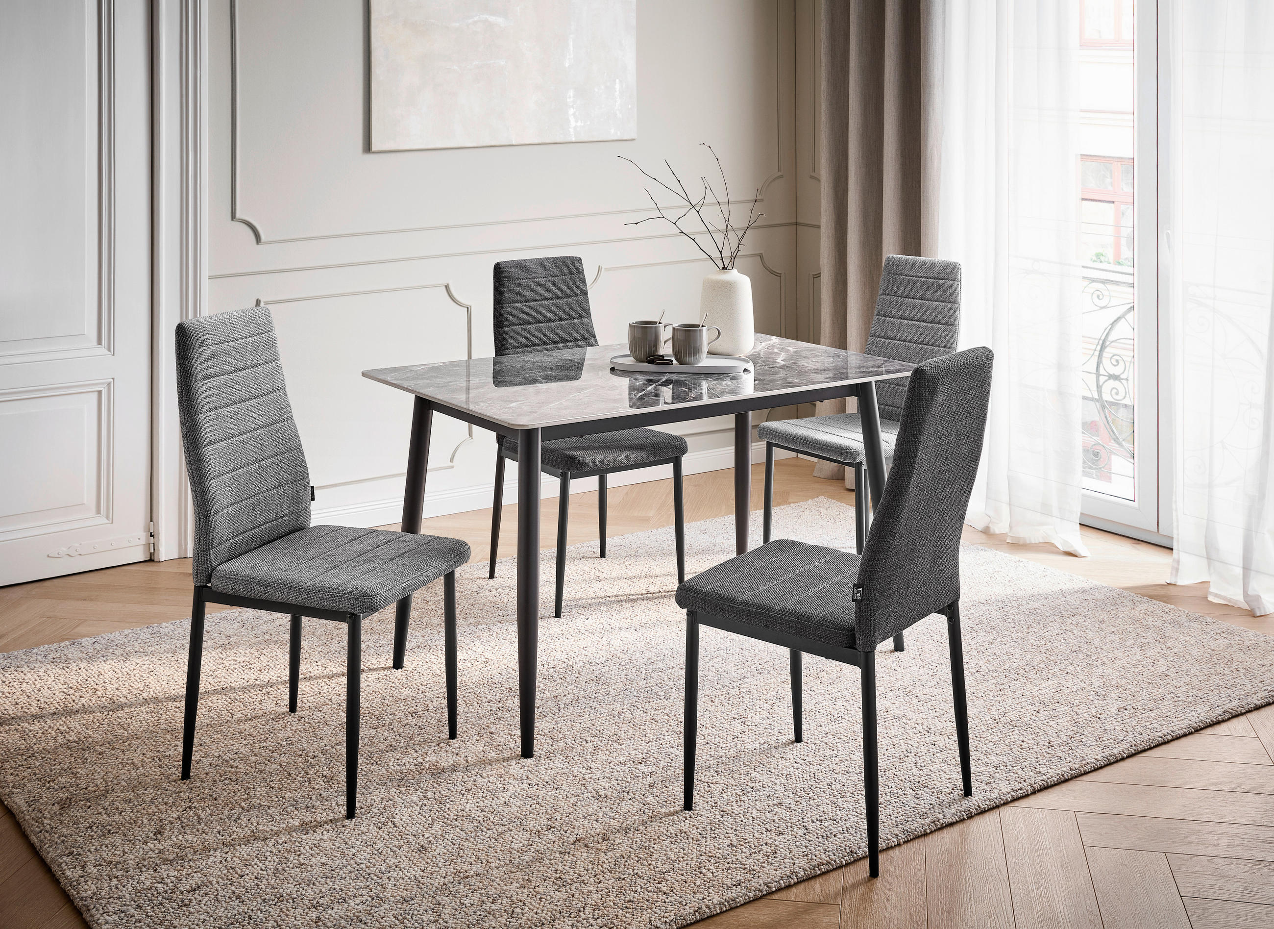 JÍDELNÍ STŮL, šedá, 120/75/75 cm - šedá/černá, Design, kov (120/75/75cm) - Ti'me