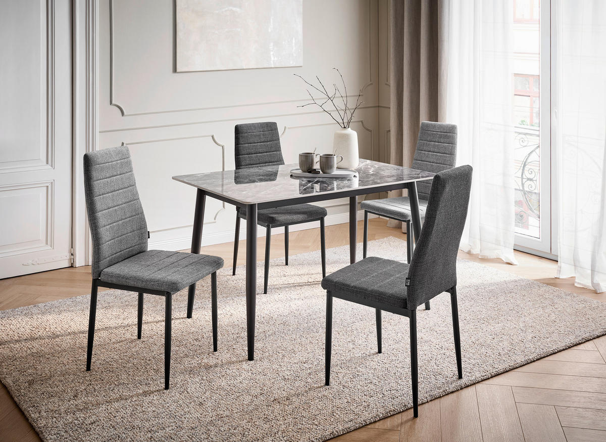 ÉTKEZŐASZTAL - fekete/szürke, Design, fém (120/75/75cm) - Ti'me