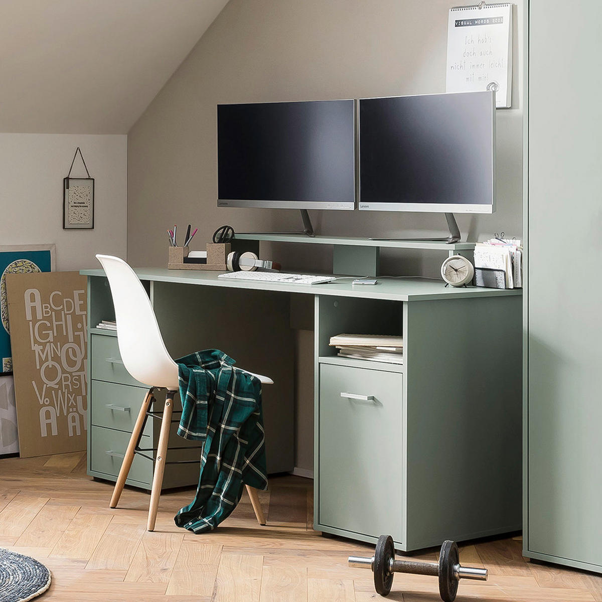 BILDSCHIRMERHÖHUNG  in Petrol  - Petrol, MODERN, Holzwerkstoff (110/12,7/20cm) - MID.YOU