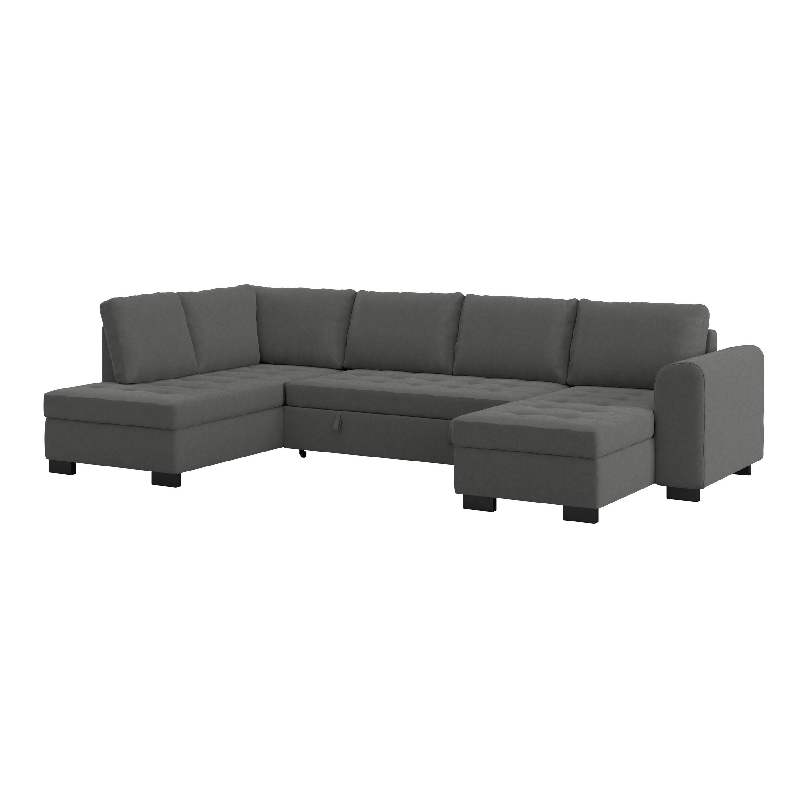 WOHNLANDSCHAFT Anthrazit Mikrofaser  - Anthrazit/Schwarz, MODERN, Kunststoff/Textil (178/305/155cm) - P & B