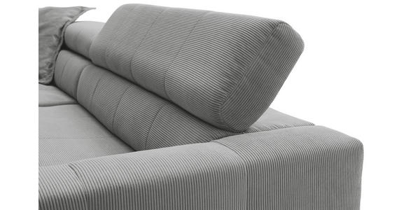 ECKSOFA Grau Feincord Rücken echt, Kopfteilverstellung, Sitzvorzug  - Schwarz/Grau, KONVENTIONELL, Textil/Metall (219/311cm) - Hom`in