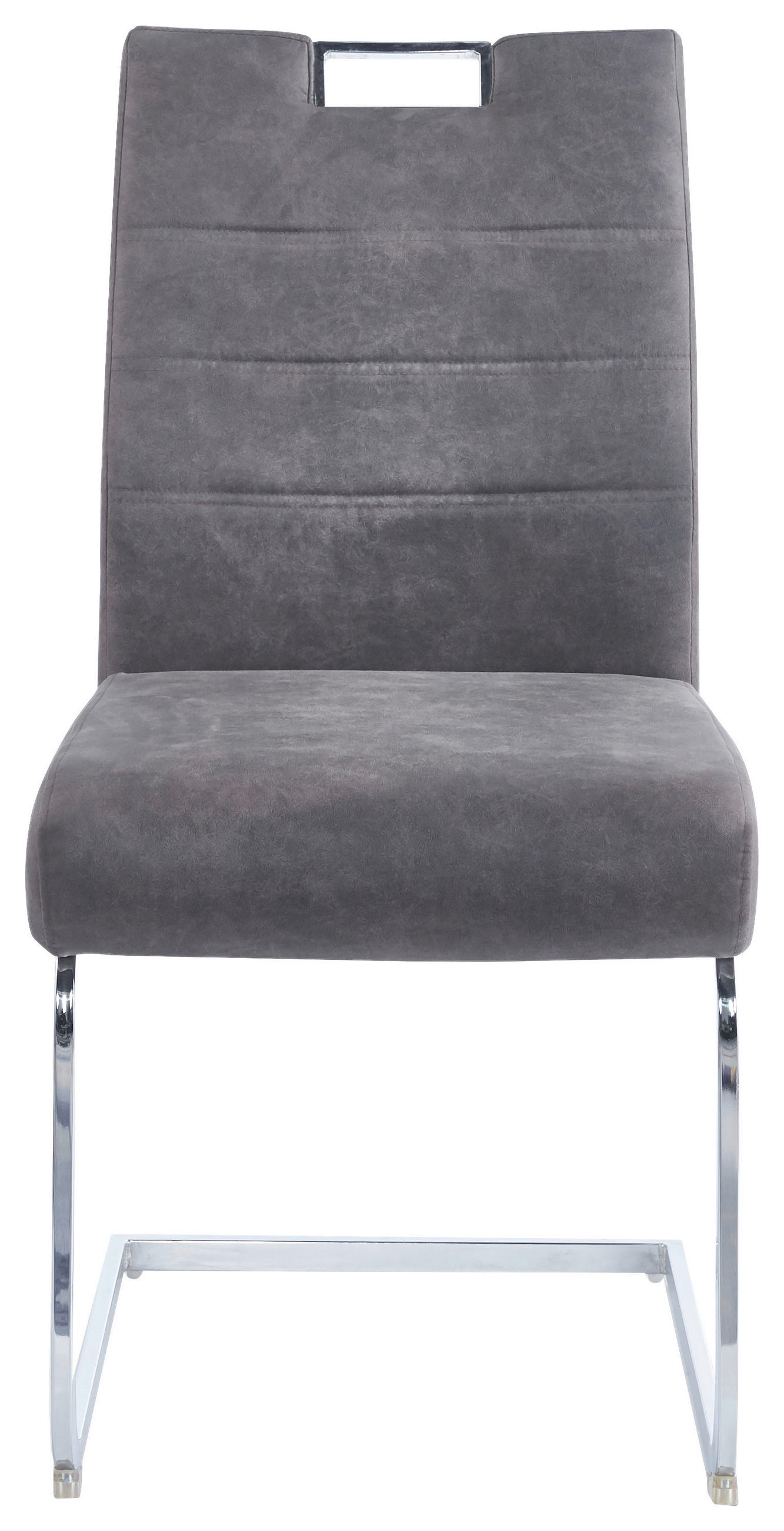 SCHWINGSTUHL  in Eisen Mikrofaser  - Chromfarben/Grau, Design, Textil/Metall (50/61/98cm) - Carryhome