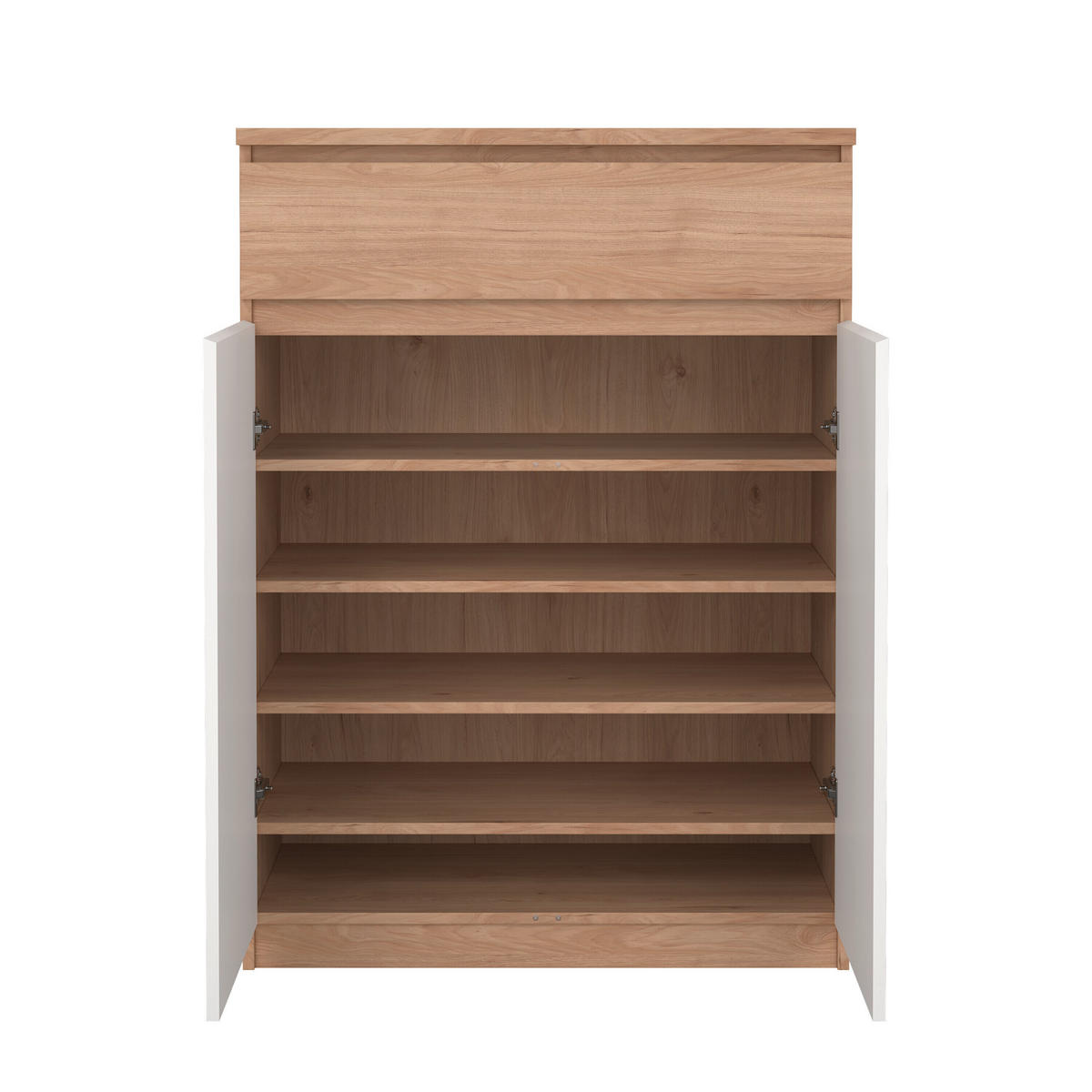 SCHUHSCHRANK Weiß, Eichefarben  - Eichefarben/Weiß, Design, Holzwerkstoff (80,4/111,3/40cm) - Livetastic