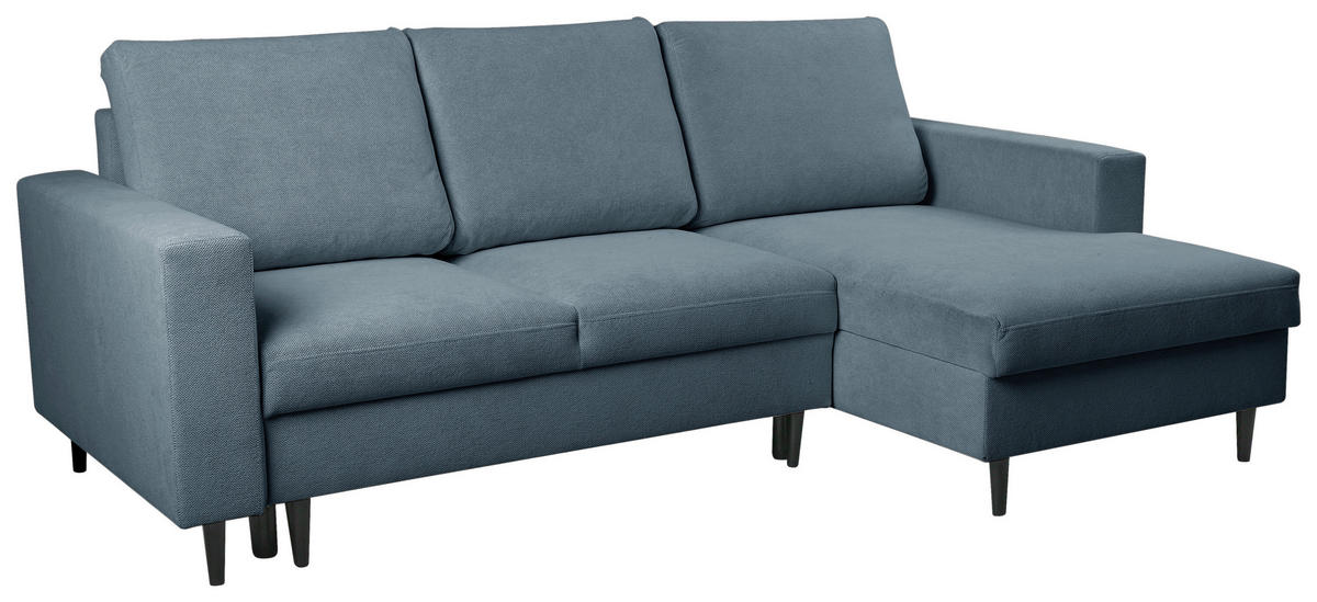ECKSOFA in Struktur Dunkelgrau  - Dunkelgrau/Schwarz, Modern, Holz/Kunststoff (230/145cm) - MID.YOU