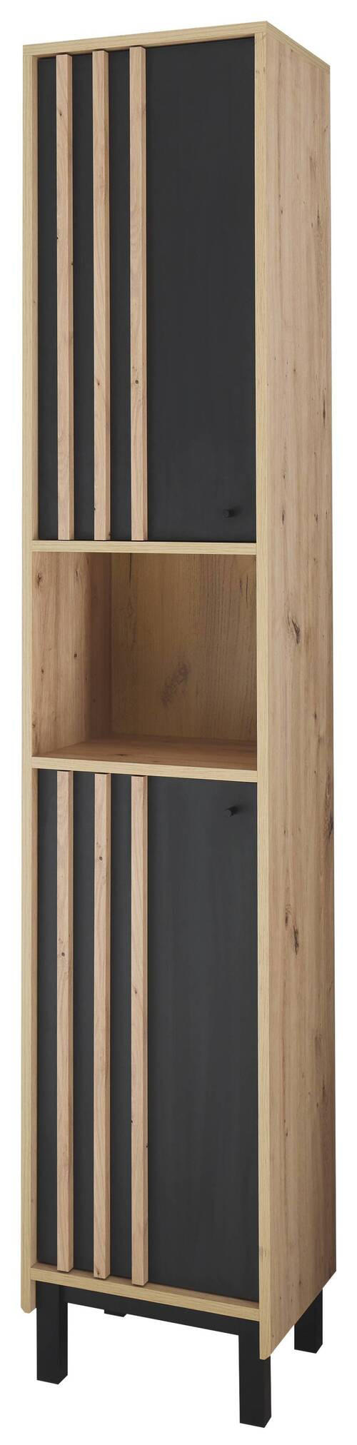 HOCHSCHRANK 38/195/32 cm - Schwarz/Eiche Artisan, Modern, Holzwerkstoff/Kunststoff (38/195/32cm) - MID.YOU