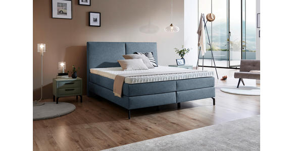 BOXSPRINGBETT 180/200 cm in Blau - Blau/Schwarz, KONVENTIONELL, Textil/Metall (180/200cm) - Dieter Knoll