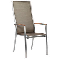 STAPELSESSEL Teakholz Edelstahl Silberfarben, Taupe, Teakfarben  - Taupe/Silberfarben, Basics, Holz/Textil (56/110/68,5cm) - Stern