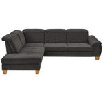 ECKSOFA in Flachgewebe Dunkelbraun  - Wildeiche/Dunkelbraun, Natur, Holz/Textil (243/301cm) - Voleo