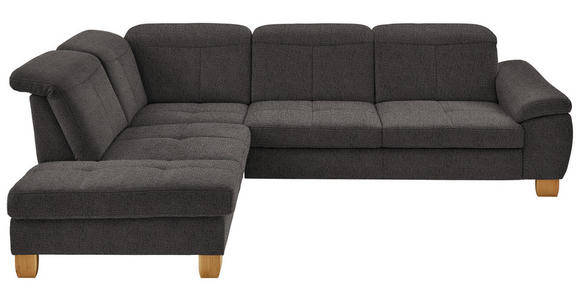 ECKSOFA in Flachgewebe Dunkelbraun  - Wildeiche/Dunkelbraun, Natur, Holz/Textil (243/301cm) - Voleo